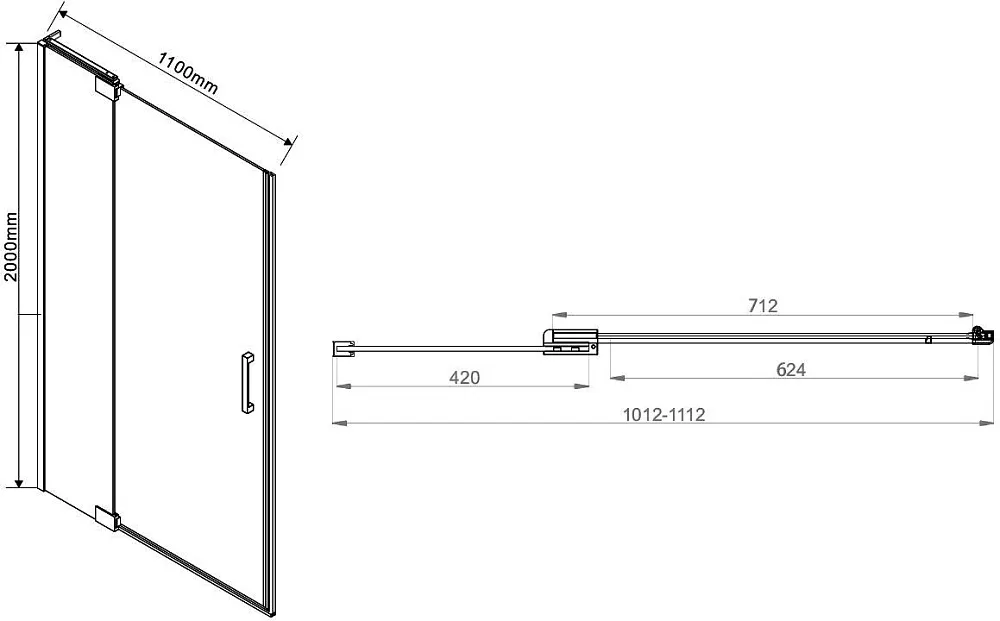 Душевая дверь в нишу Vincea Extra VDP-1E1011CL 100/110 см, стекло прозрачное, хром Sancos — официальный сайт