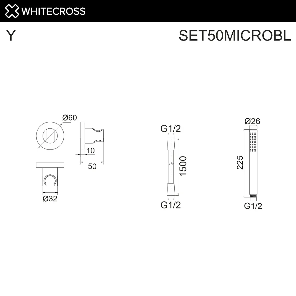 Душевой гарнитур WHITECROSS SET50MICROBL, черный матовый Sancos — официальный сайт