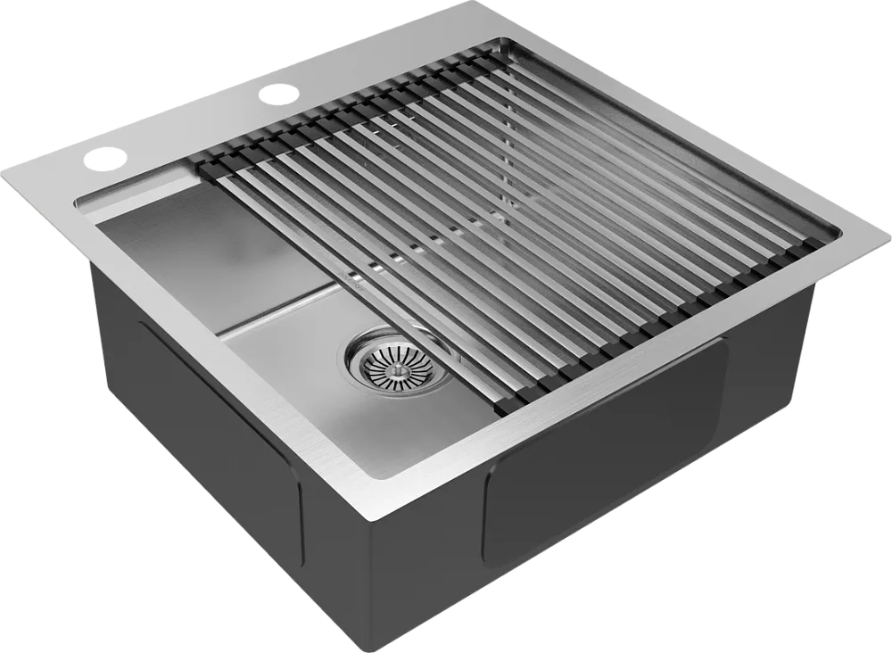 Мойка кухонная Paulmark Kroner + Pro PM705151-BS+R405-BS брашированная сталь Sancos — официальный сайт