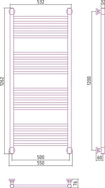 Полотенцесушитель водяной Сунержа Богема + 120x50, прямая