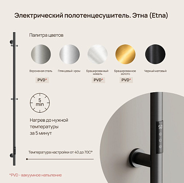 Полотенцесушитель электрический Sancos Etna 150x8, вороненая сталь, SC13001GG