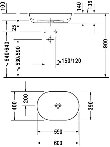 Накладная раковина Duravit Luv 0379600000 60см