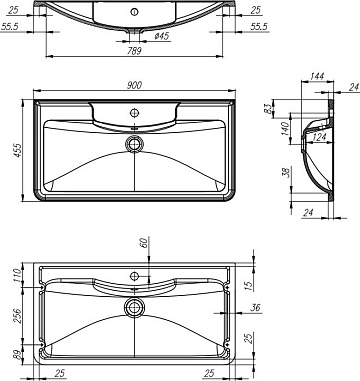 Мебельная раковина BelBagno BB900/455-LV-MR-ALR