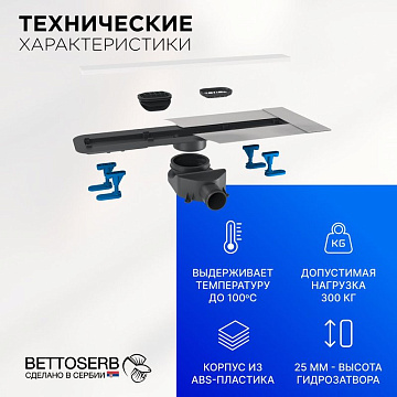 Душевой трап (лоток) BETTOSERB Frameless Line 750 белый матовый