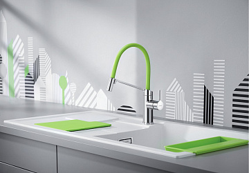 Смеситель для кухни Blanco Viu-S 524813 с гибким изливом, 4 цветных съемных шланга
