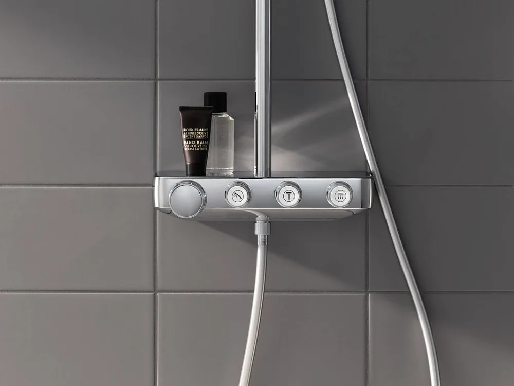 Душевая стойка Grohe Euphoria SmartControl 310 Duo Cube 26508000, с термостатом Sancos — официальный сайт