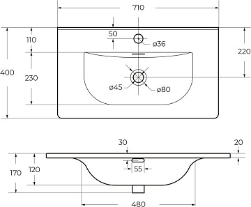 Мебельная раковина BelBagno BB-8099-3-70 глянцевая белая