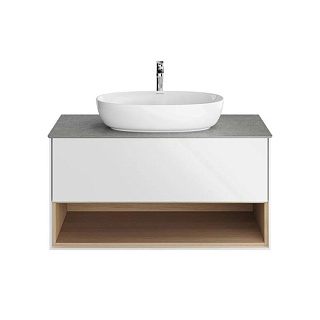 Тумба под раковину без столешницы KERAMA MARAZZI Plaza Modern 100 подвесная, с ящиком и полкой, бела