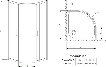 Душевой уголок Radaway Premium Plus A 90x190 стекло фабрик