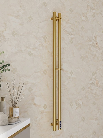Полотенцесушитель электрический APEXTERMO Луна LN10111GLB 1100x80 с крючками, золотой матовый