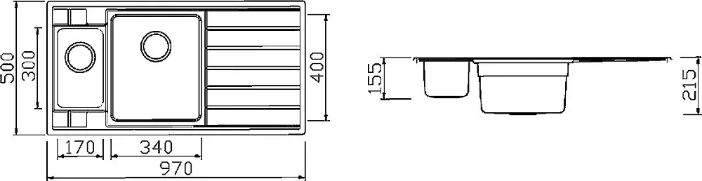 Мойка кухонная Seaman Eco Roma SMR-9750B2 без отверстий Sancos — официальный сайт