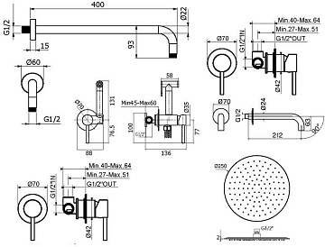 Комплект для ванной Plumberia Selection Ixo KITZXO01NO210 С ВНУТРЕННЕЙ ЧАСТЬЮ, черный матовый