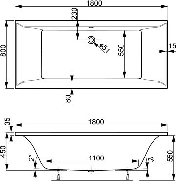 Акриловая ванна Vagnerplast Veronela 180x80 см, VPBA180VEA2X-04