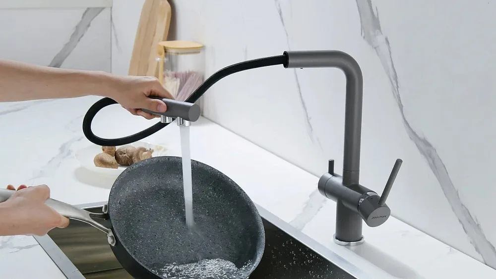 Смеситель для кухни Paulmark Serpentine Se213222-GRM серый металлик Sancos — официальный сайт