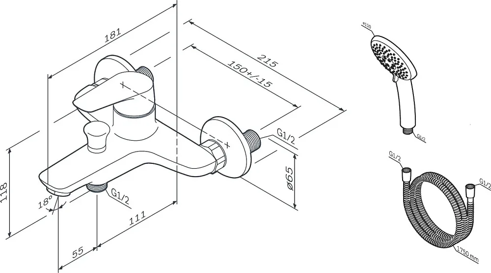 Смеситель для ванны с душем AM.PM Joy F85E15000 Sancos — официальный сайт