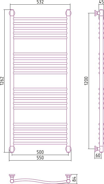 Полотенцесушитель водяной Сунержа Флюид + 120x50