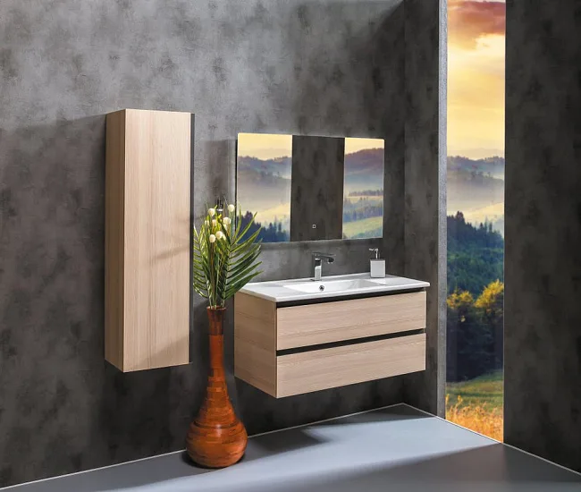 Шкаф-пенал для ванной Armadi Art Capolda light wood Sancos — Оригинал