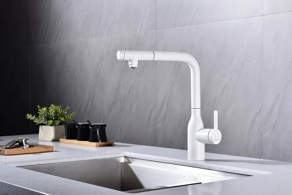 Смеситель для кухни Paulmark Viper Vi213105-WH матовый белый Sancos — официальный сайт