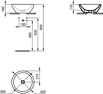 Накладная раковина Ideal Standard Strada K078301 45 см