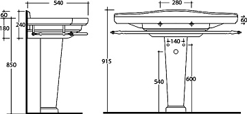 Мебельная раковина Galassia Ethos 8435М 110 см, 1 отверстие