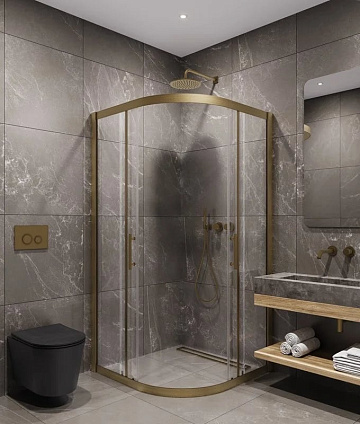 Душевой уголок Timo TPSS-100/17C-8 100x100 см, профиль матовое золото, стекло прозрачное