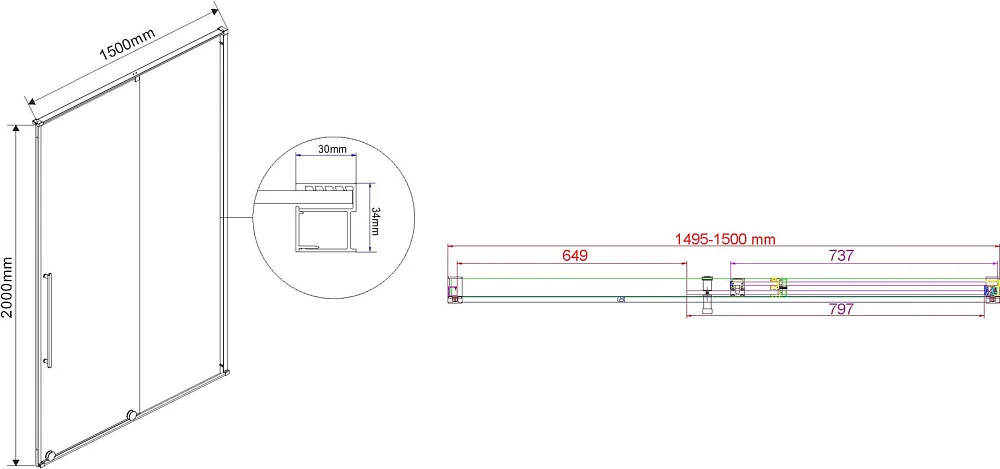 Душевая дверь в нишу Vincea Arno VPS-1A150CL 150 см, хром, стекло прозрачное Sancos — официальный сайт