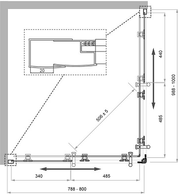 Душевой уголок BelBagno Uno -195 AH 2 100/80 C Cr стекло прозрачное