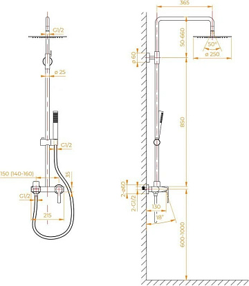 Душевая стойка RGW Shower Panels SP-31G, матовое золото