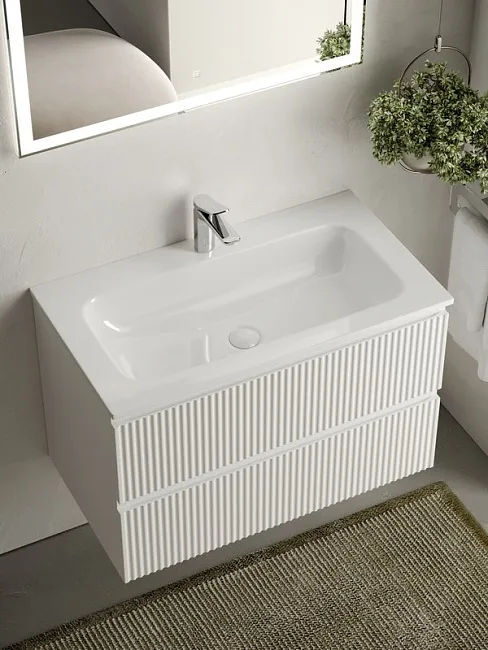 Тумба под раковину Sancos Snob R 80 подвесная Bianco (белый), SNR80W Sancos — Оригинал