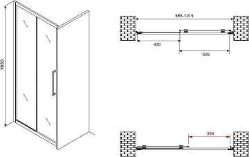 Душевая дверь в нишу Abber Schwarzer Diamant AG30100BH 100 см, профиль черный, стекло прозрачное