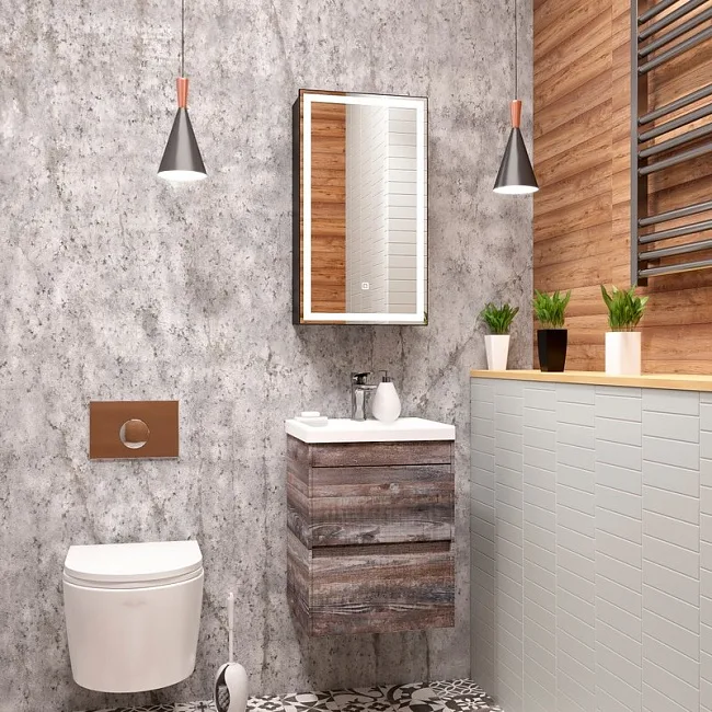 Зеркало-шкаф Art&Max Techno 35 R с подсветкой, черное Sancos — Оригинал