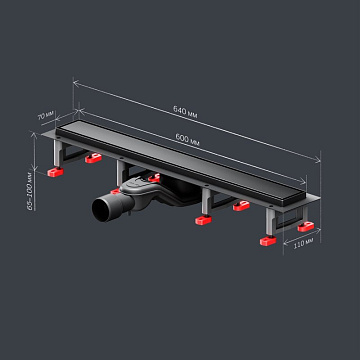 Душевой трап (лоток) AM.PM MasterFlow Tile 60 см, черный матовый