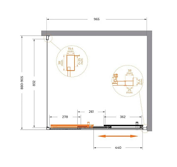 Душевой уголок Cezares Molveno AHF 31 100+90 C BORO IV 100х90 см, профиль брашированное золото, стек