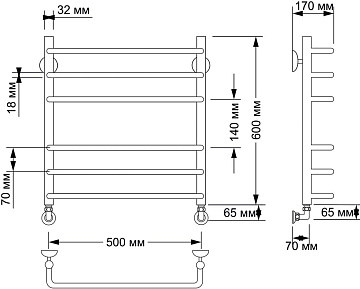 Полотенцесушитель водяной Secado Мерида 3 50x60, бронза