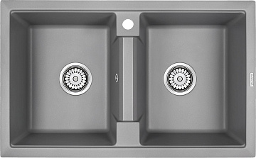 Мойка кухонная Paulmark Tandem 80/2PM238150-GRM серый металлик