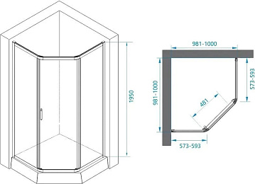 Душевой уголок RGW Passage PA-86B 1000x1000x1950, профиль черный