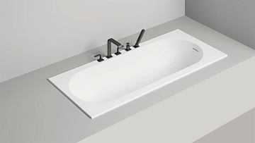 Ванна из искусственного камня Salini Ornella Kit 180x80 см, встраиваемая, матовая белая, со сливом-п