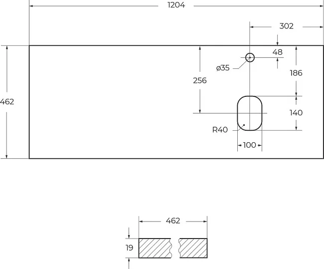 Столешница в ванную под раковину BelBagno EK-120-AS-BO-R bianco opaco Sancos — Оригинал