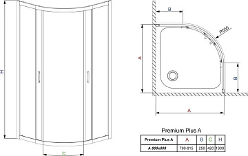 Душевой уголок Radaway Premium Plus A 80x190 прозрачное стекло
