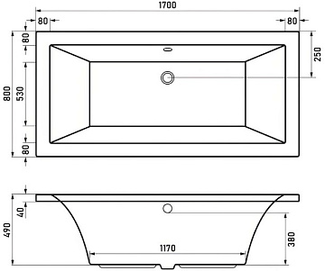 Акриловая ванна Berges Tari 170x80 см, 050028