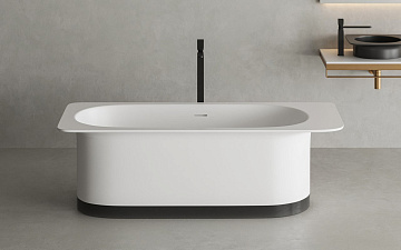 Ванна из искусственного камня Salini Ninfea S-Stone 180x80 см, отдельностоящая, матовая белая, со сл