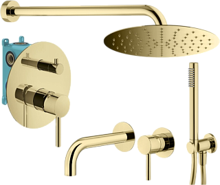Комплект для ванной Plumberia Selection Ixo KITXO18OR210 С ВНУТРЕННЕЙ ЧАСТЬЮ, золото 24к