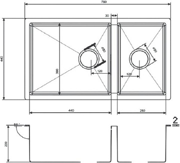 Мойка кухонная Zorg Light ZL R 780-2-440