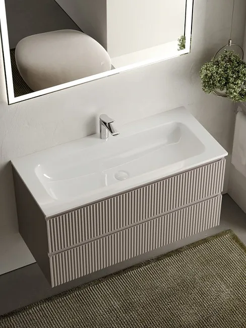 Тумба под раковину Sancos Snob R 100 подвесная Doha soft (пыльная роза), SNR100SM Sancos — Оригинал