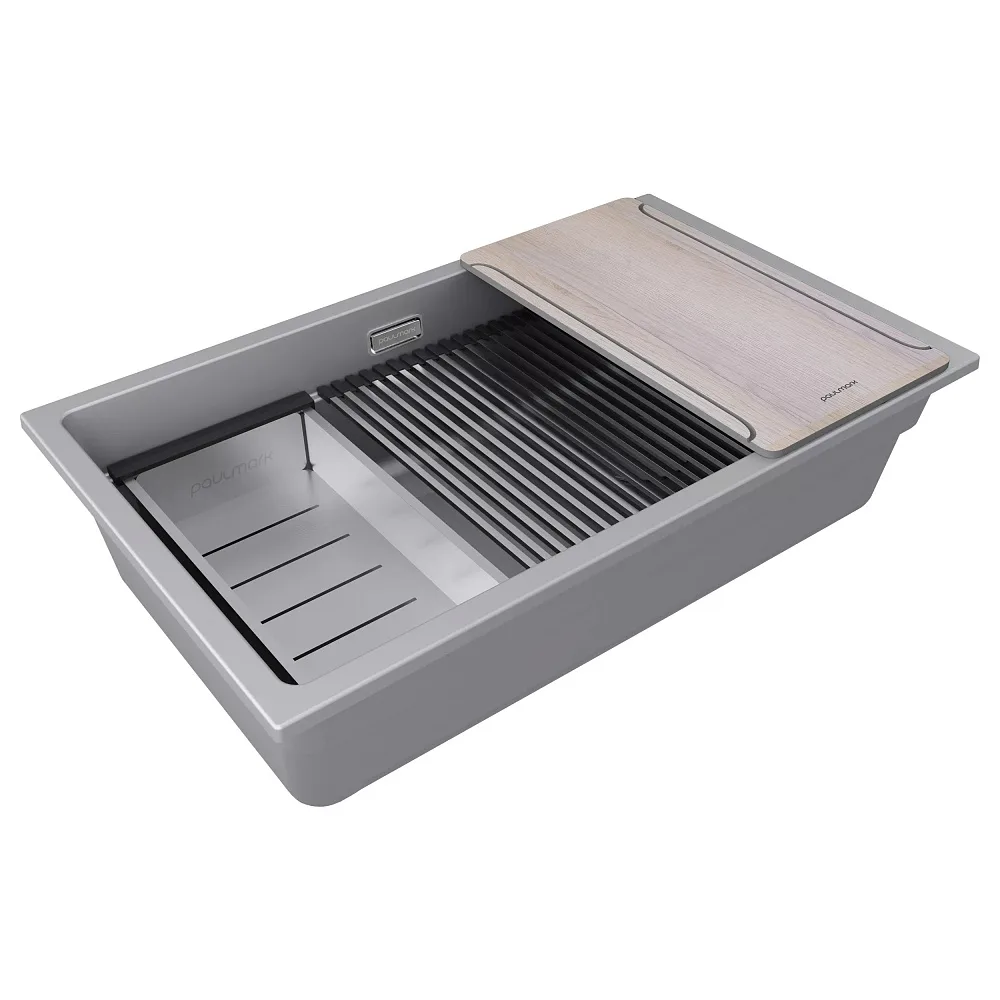 Мойка кухонная Paulmark IT-Granit Lumi-Multi Sink 74 Uni LU-MULTI 74-GRM серый металлик Sancos — официальный сайт