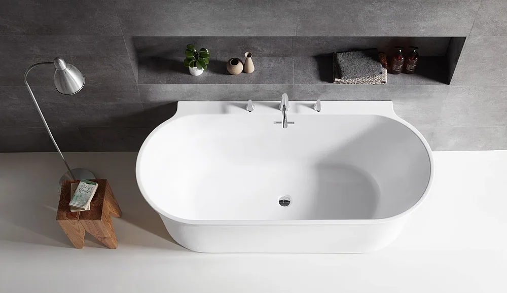 Акриловая ванна BelBagno BB409-1500-800 150x80 см, пристенная, белая, овальная, со сливом-переливом Sancos — официальный сайт