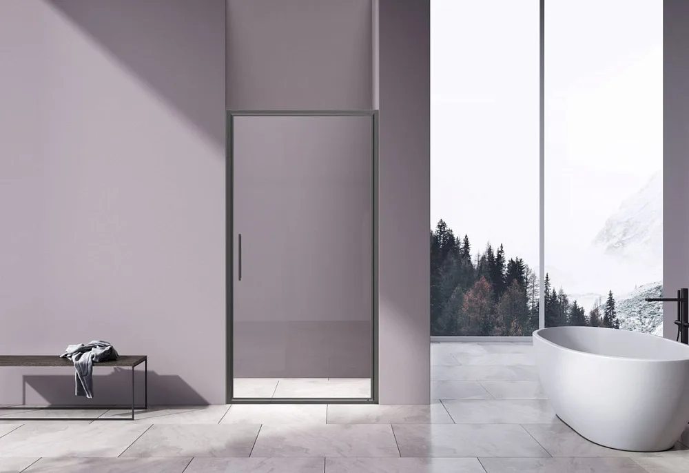 Душевая дверь Vincea Slim 8mm VDP-4SL100CLGM, вороненая сталь, стекло прозрачное Sancos — официальный сайт