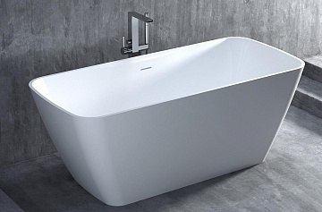 Ванна из искусственного камня Salini Agata S-Sense 180x80 см, отдельностоящая, белая, со сливом-пере