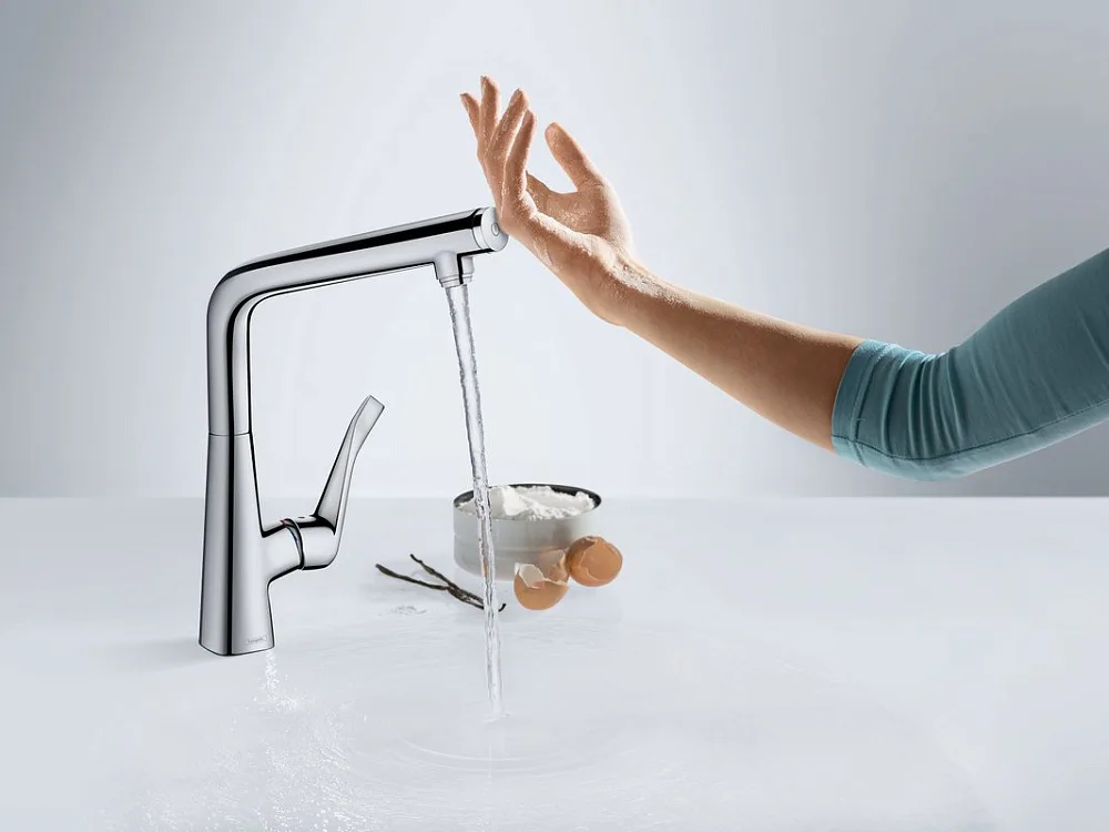 Смеситель для кухни Hansgrohe Metris Select 14883000 Sancos — официальный сайт