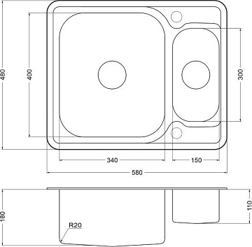 Мойка кухонная Emar Steel 5948